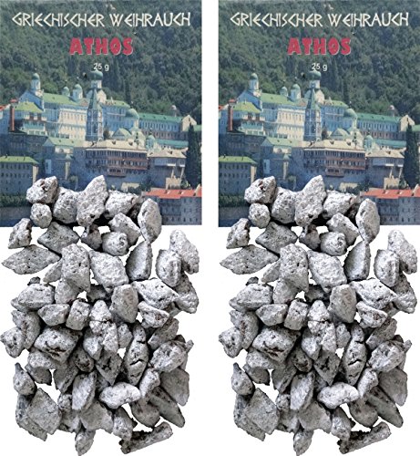 TRIMONTIUM GWR01-P2 Räucherwerk - griechischer Weihrauch Stücke Athos 2 x 25 g zum Räuchern auf Kohle oder Sieb TRIMONTIUM GWR01-P2 Räucherwerk - griechischer Weihrauch Stücke Athos 2 x 25 g zum Räuchern auf Kohle oder Sieb