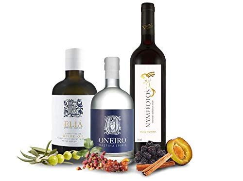 Probierpaket Griechischer Abend mit je 1 Fl. Wein, Olivenöl und Spirituose